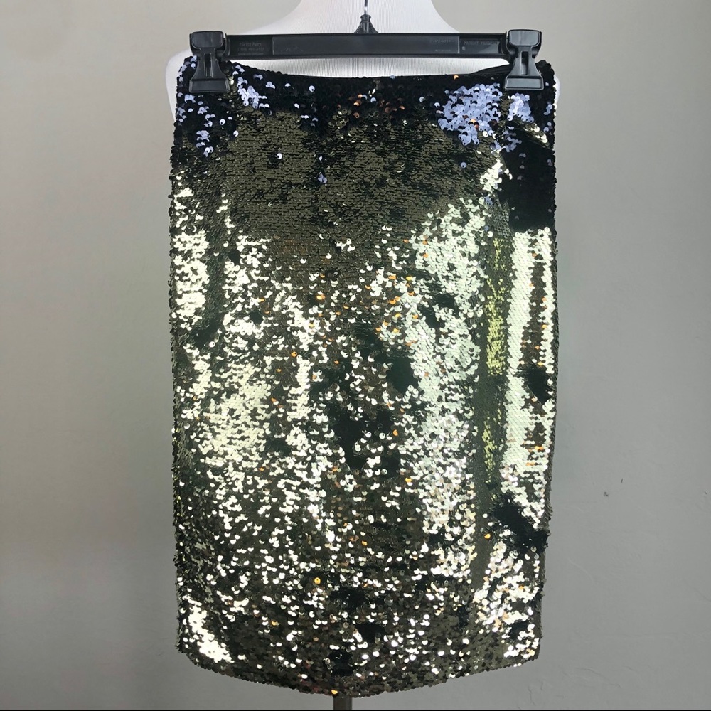 NEW H&M Gold and Black Sequin Pencil Skirt 4